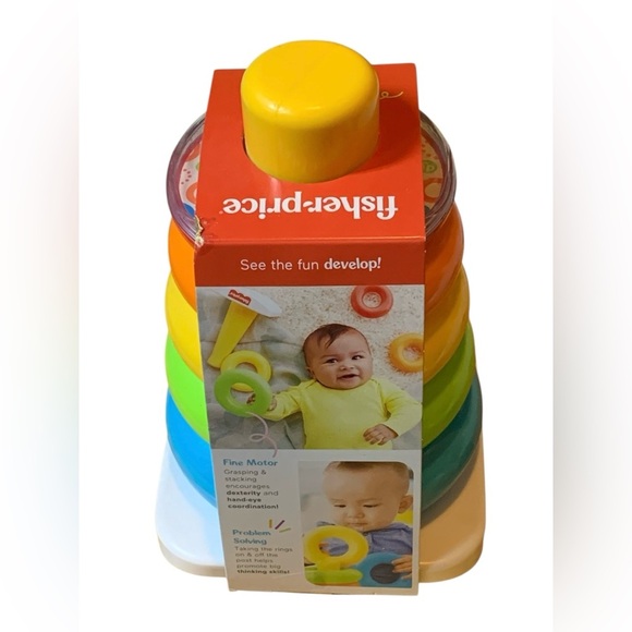 Fisher-Price Baby Stacking Toy Rock-A-Stack, 5 Colorful Rings for Ages 6+ Months - Picture 2 of 2